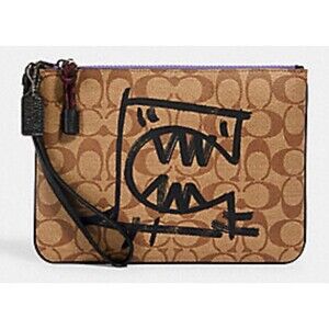 COACH GALLERY POUCH IN SIGNATURE CANVAS WITH REXY BY GUANG YU